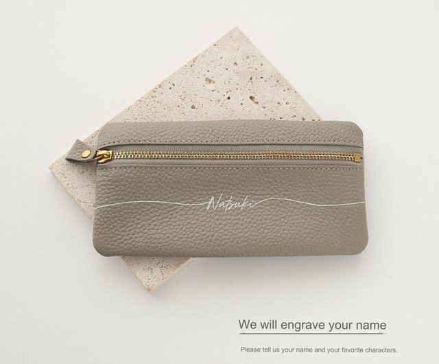 本革 トップファスナーポーチ 【 Nuance 名入れ 】 マルチポーチ