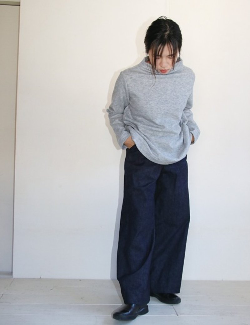 Full-length denim wide pants - กางเกงขายาว - ผ้าฝ้าย/ผ้าลินิน 