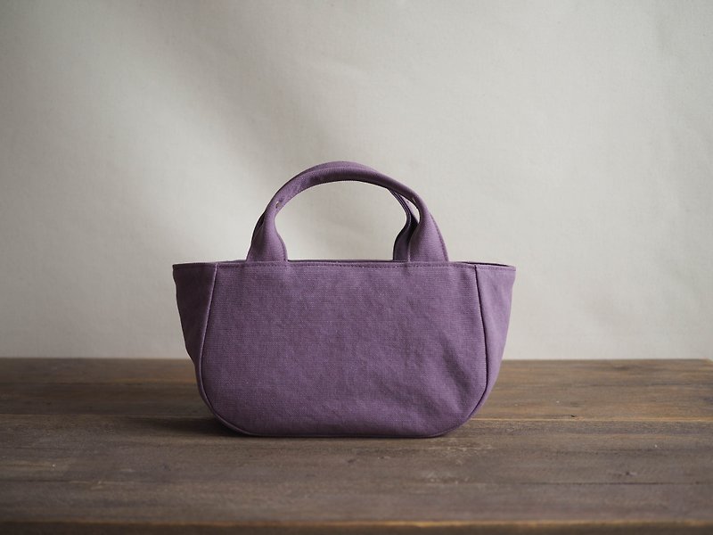 Made-to-order round tote with lid S Murasaki - Handbags & Totes - Cotton & Hemp Purple