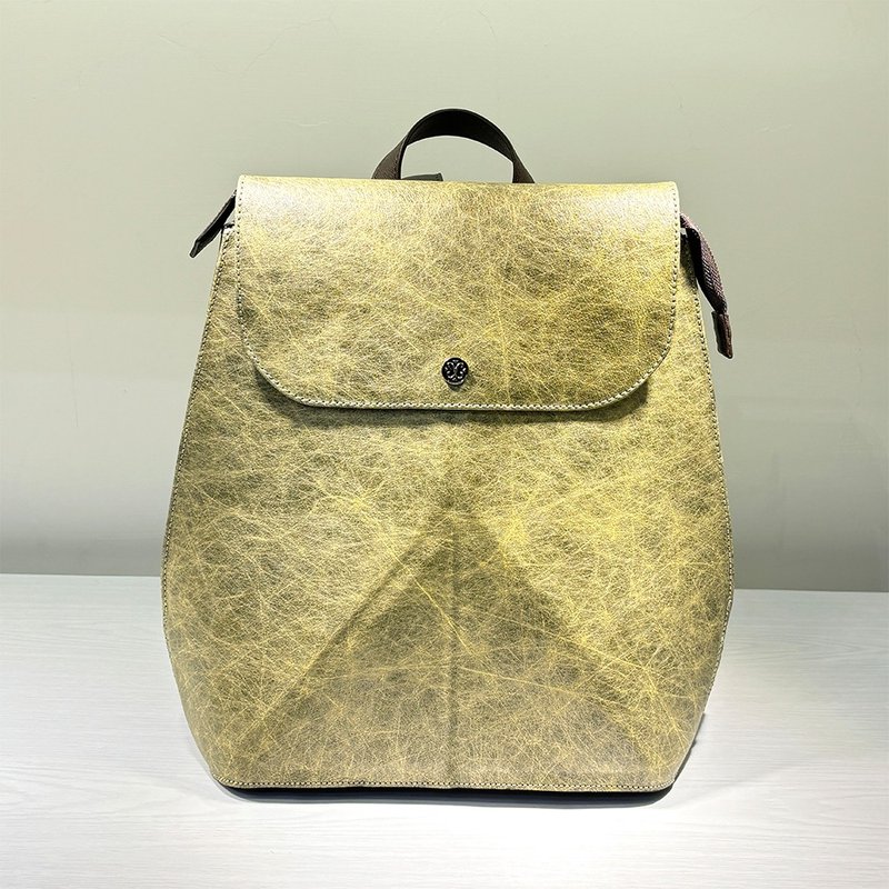 SWEETBURDEN Silk Cowhide-Peace-M Backpack , real cowhide,handmade - กระเป๋าเป้สะพายหลัง - หนังแท้ สีทอง