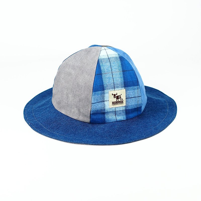 Handmade double-sided hat - หมวก - ผ้าฝ้าย/ผ้าลินิน สีน้ำเงิน