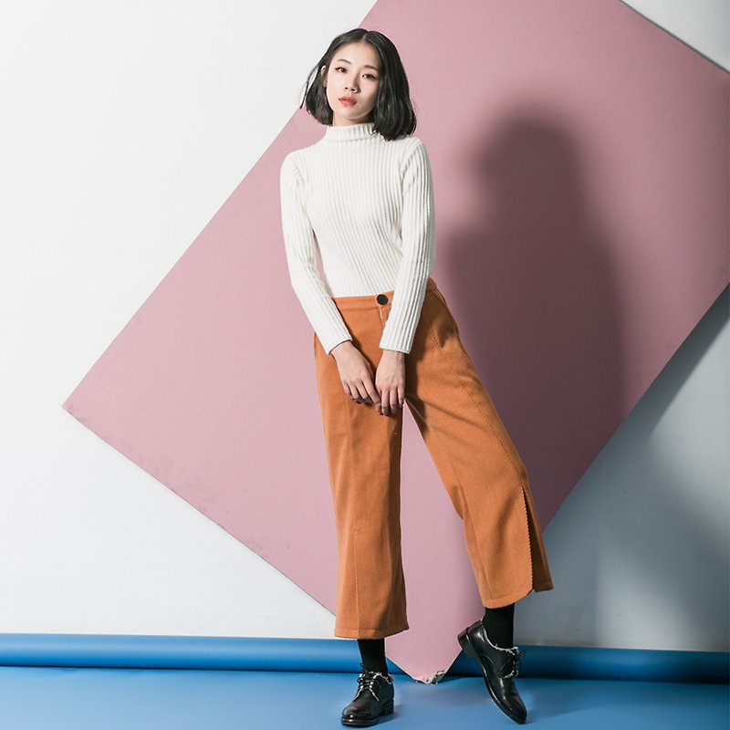 Anne Chen Mao wide leg pants women winter new 9 points high waist was thin and loose large size casual pants pants thickened - กางเกงขายาว - ผ้าฝ้าย/ผ้าลินิน สีส้ม