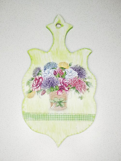 lux_baby_atelier Vintage Plywood Cutting Board GREEN FLOWERS, Home decor ideas