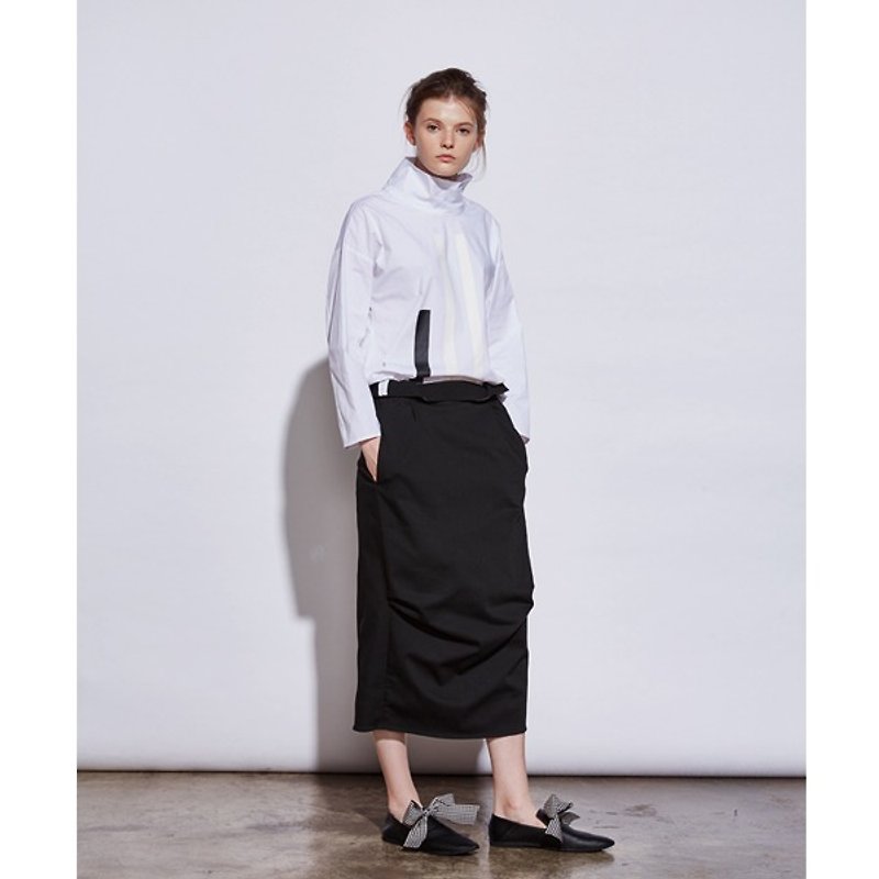 1602F0515 (elastic fit skirt) - Skirts - Cotton & Hemp Black