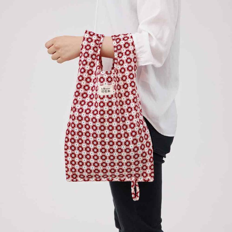 Retractable small vest bag / old tile No. 2 / rose red - Handbags & Totes - Cotton & Hemp 