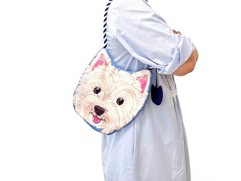 Limited spot original cooperation pet shoulder bag West Highland dog face bag - Handbags & Totes - Other Materials 