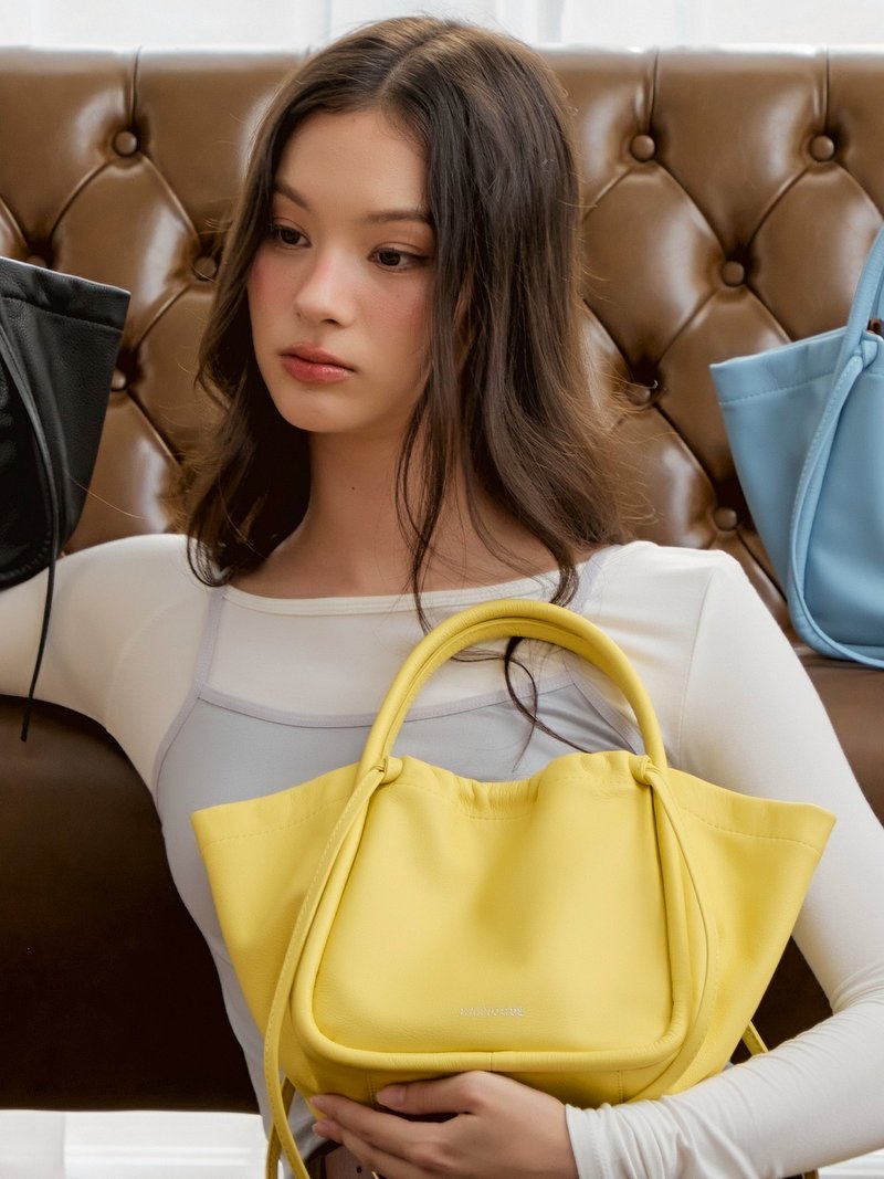 MARROQUE mini Papillon tote, crossbody Bag , in Butter. - 手提包/手提袋 - 真皮 黃色