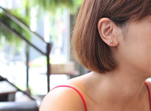 One N Only Jewelry 【母親節禮物】~飄落浦公英~ 薰衣草紫水晶珍珠14K注金無痛耳夾