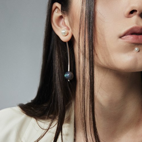 Agaric Garden 水占星拉長石後戴式耳環 單只 Hydromancy labradorite earring