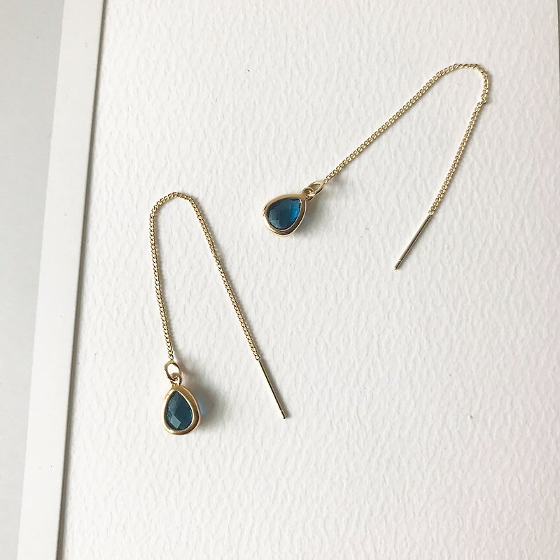 Copper plating 18k gold earring - ต่างหู - โลหะ สีน้ำเงิน