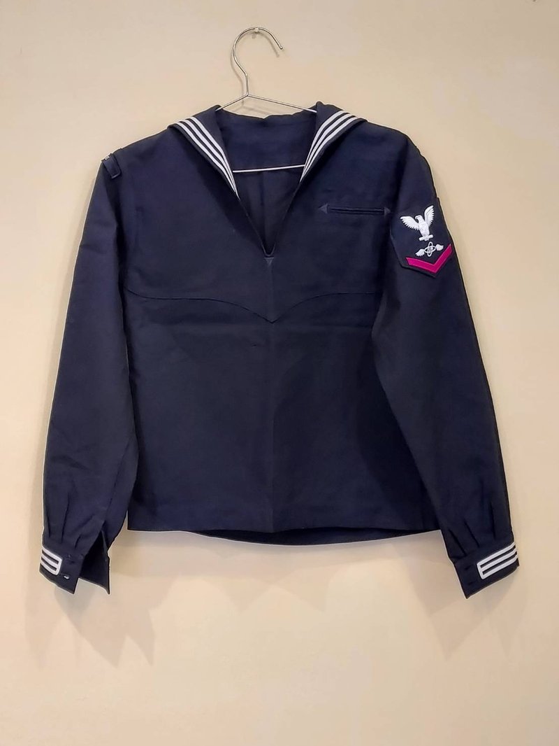 古着 美國海軍公發 深藍色 羊毛 水手水兵服 套頭外套K款 - 男襯衫/休閒襯衫 - 羊毛 藍色