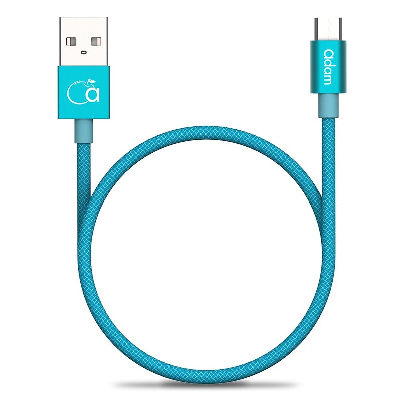 [マイクロUSB  -  USB] 4714781443708ブルー編組金属伝送線路120センチメートル - 充電器・USBコード - 金属 ブルー