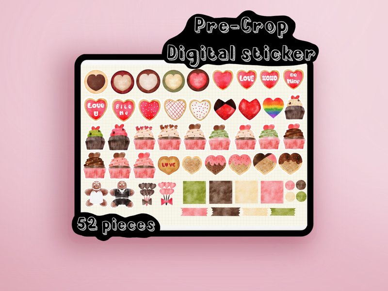 Sweet Valentine Digital Stickers - 電腦手機桌布/貼圖/App 圖示 - 其他材質 
