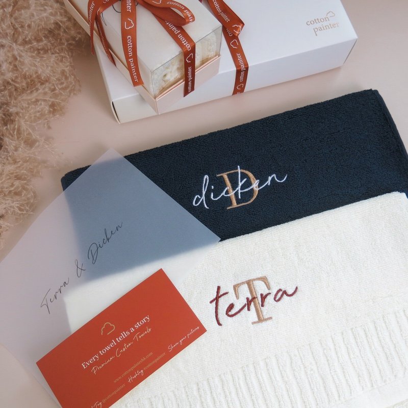 【Hong Kong Brand】Personalized Embroidered Towel, Bath Towel, 100% USA Cotton - Towels - Cotton & Hemp 