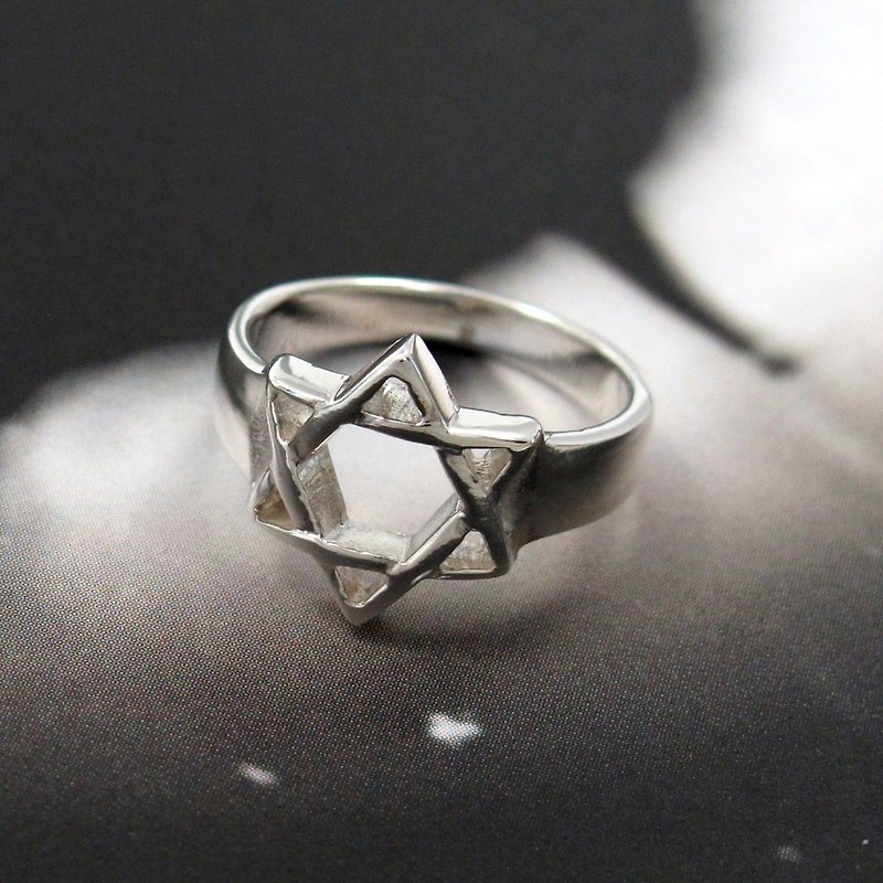 戒指 Shape造型系列-魔幻星祈 六芒星造型 925純銀戒指 - 戒指 - 純銀 銀色