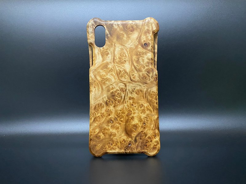 iPhone X series Burmese gold camphor wood case (full of tumors) - Phone Cases - Wood Yellow