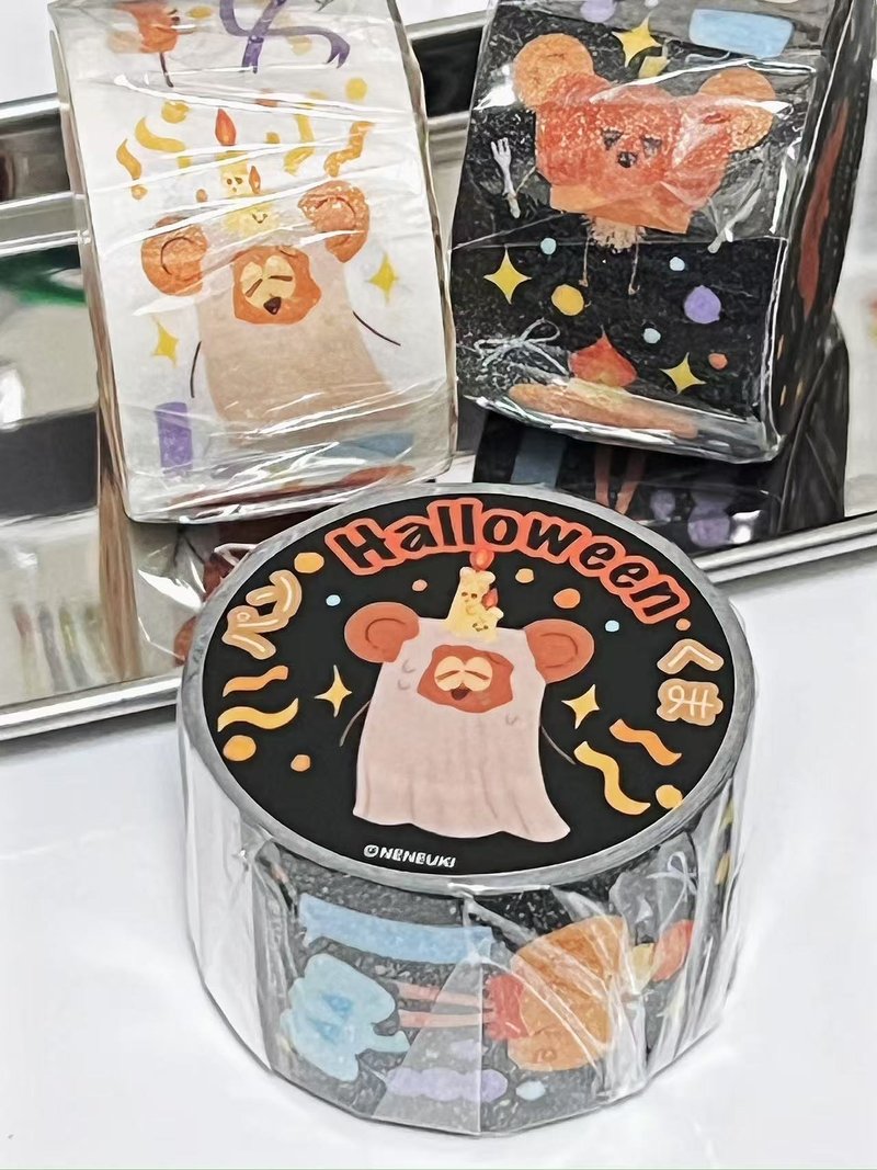 Halloweenパンくま-黒　マスキングテープ - 紙膠帶/和紙/PET - 紙 