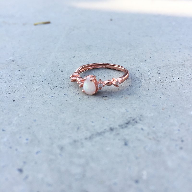 Dream Natural Opal Ring Sterling Silver Rose Gold - General Rings - Other Metals Gold
