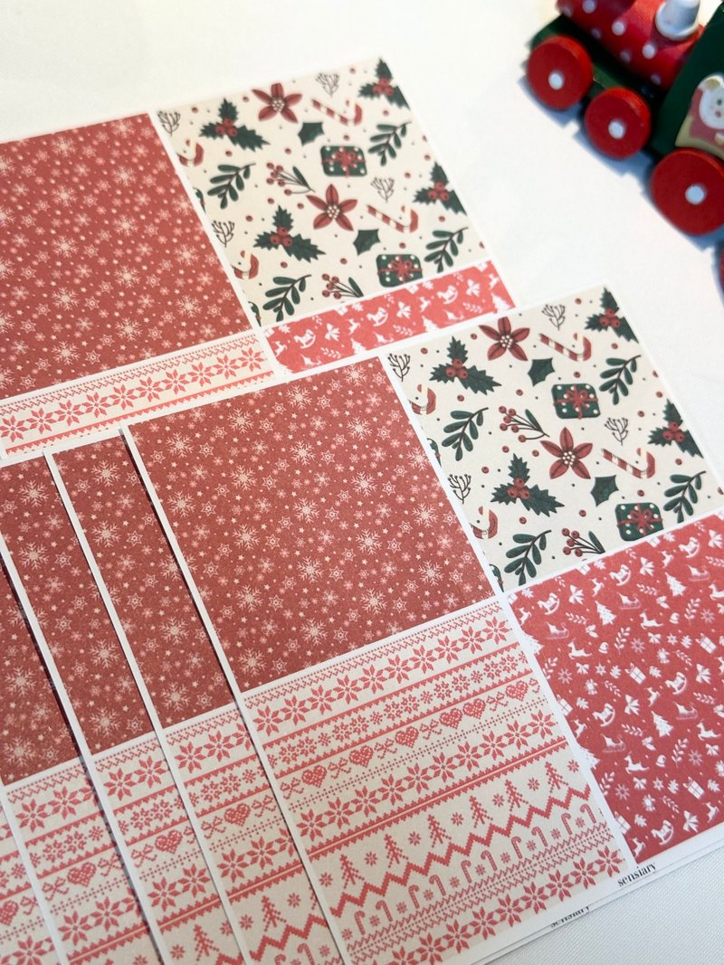 sensiary Christmas square pattern stickers 10p - การ์ด/โปสการ์ด - กระดาษ 