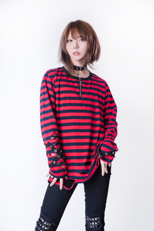 punk visual kei heavy rock cross charm distressed striped
