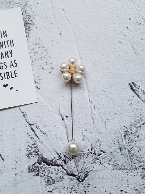 愛迪生研究所 真珠の花びら胸の花の花の新郎の結婚式の1文字の針の割り針