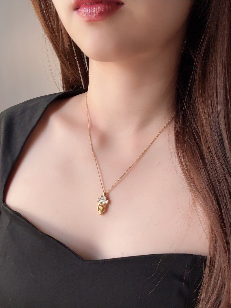 中古正品 Givenchy 紀梵希 赫本風 水鑽項鍊 鍍金 古董飾品 - 項鍊 - 其他金屬 金色
