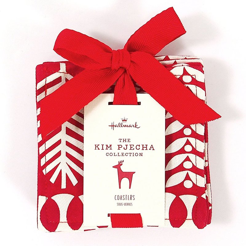 Moose Christmas Coaster Set - Blinking Christmas 8 into [Hallmark - Gifts Christmas Series] - Coasters - Cotton & Hemp Red