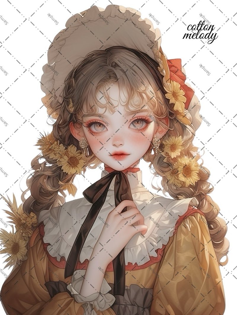 original sticker no.1915 人物ステッカー オリジナルステッカー オリジナル人物ステッカー 装飾ステッカー cotton melody - 貼紙 - 紙 