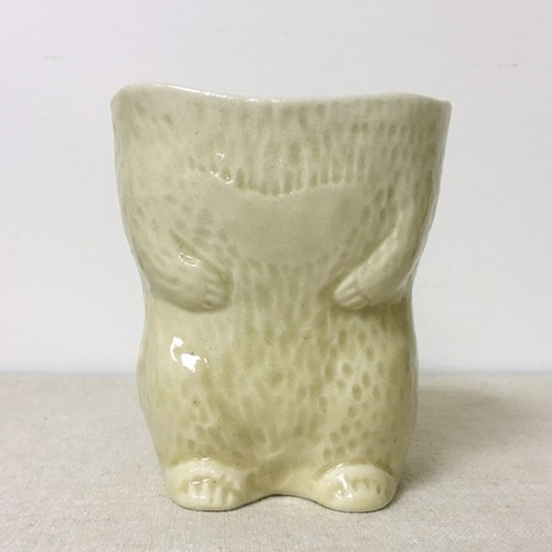 Kurashiki intentional studio KIYATA animal fur storage cup [bear - Ivory (95702-01)] - กล่องเก็บของ - วัสดุอื่นๆ สีกากี