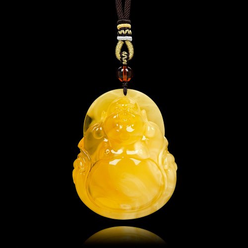 正佳珠寶 Gemsrich Jewelry 【正佳珠寶】蜜蠟琥珀 頂級金絞蜜 52.5g 大肚彌勒佛吊墜