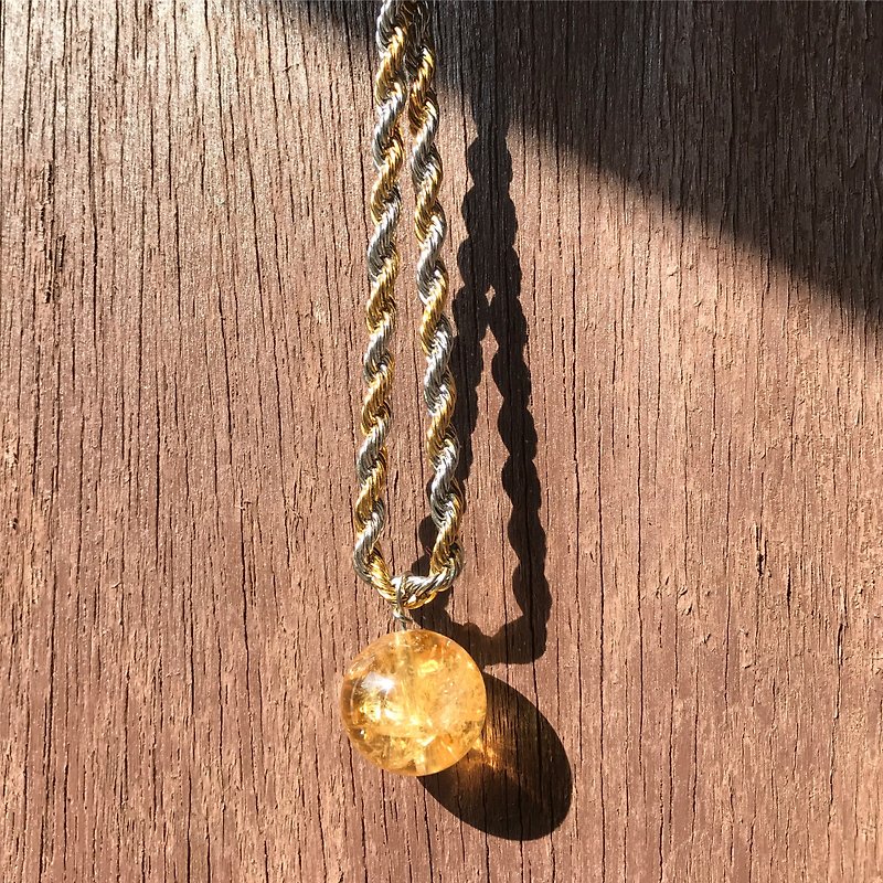 [Lost and find] Jane natural stone topaz necklace - สร้อยคอ - เครื่องเพชรพลอย สีเหลือง