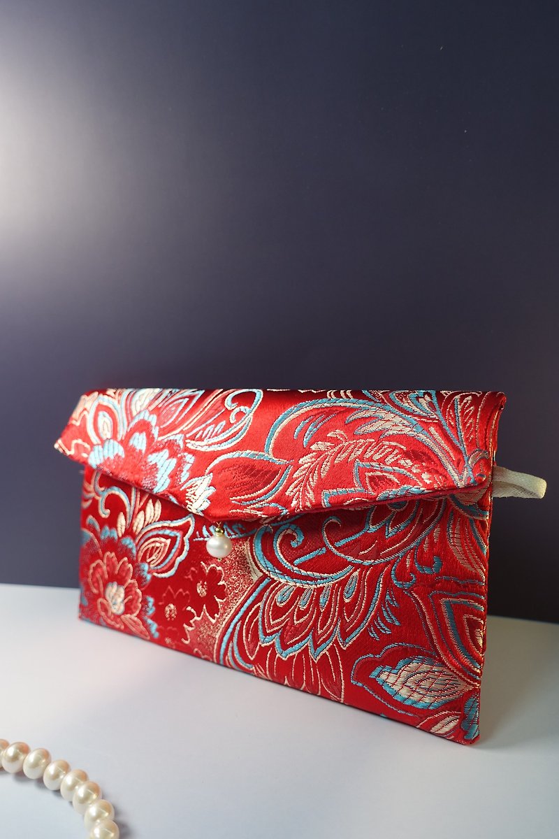 鸞鳳和鳴-信封包 - 化妝袋/收納袋 - 其他材質 紅色