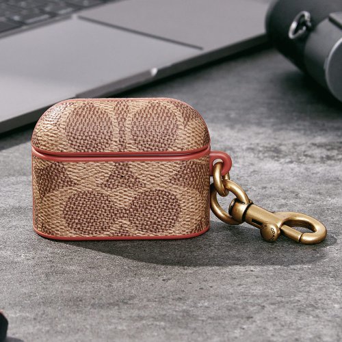 COACH • kate spade 數位精品 【COACH】 AirPods Pro 1/2代保護殼 耳機保護套- 經典LOGO卡其