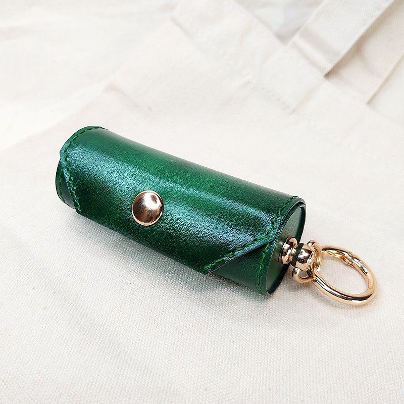 One-tube gold coin purse/hand-dyed gradient/ Gemstone green - กระเป๋าใส่เหรียญ - หนังแท้ สีเขียว