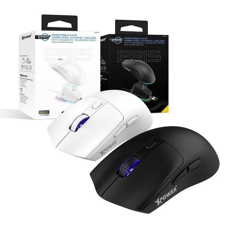 XPower ERIS 雙模電競滑鼠 連磁吸充電底座 - 電腦配件 - 其他金屬 多色