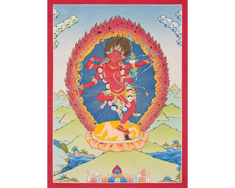 精緻的庫魯庫拉唐卡  慾望女神 - 壁貼/牆壁裝飾 - 其他材質 多色
