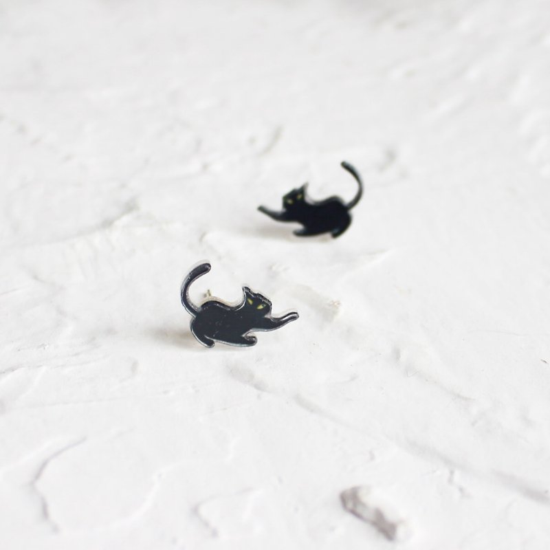 Black Cats Earrings  I Story_ Naughty cat - Earrings & Clip-ons - Acrylic Black