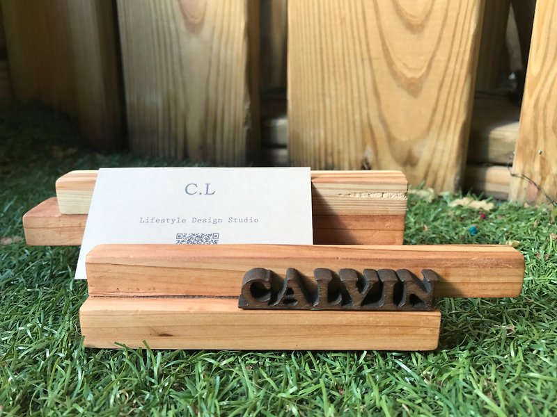 "CL Studio" [modern simple - geometric style wooden mobile phone holder / business card holder] N51 - ที่ตั้งบัตร - ไม้ 