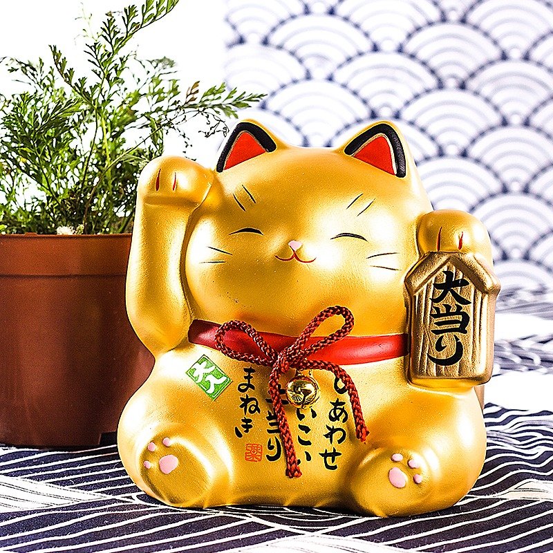 Japanese pharmacist kiln handmade painted large save money tank Lucky Cat ornaments opening birthday wedding gift ornaments - ของวางตกแต่ง - ดินเผา 