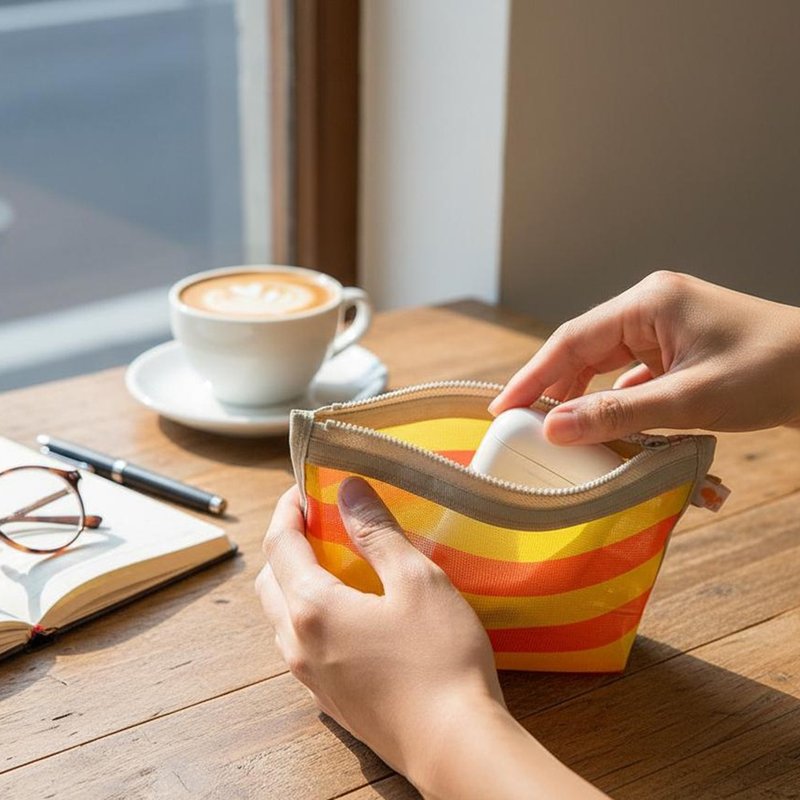 台灣LV-三角拉鍊包(大) - 化妝包/收納袋 - 尼龍 橘色