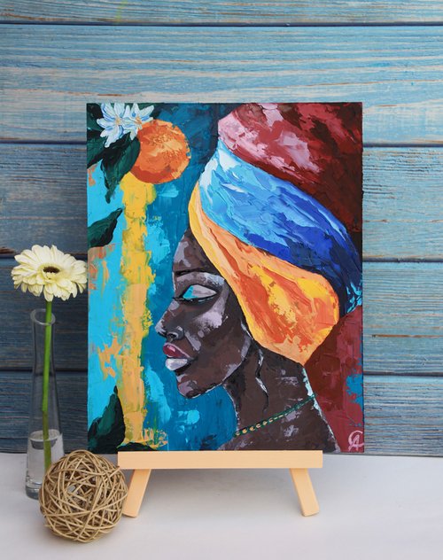 アフリカの女性の絵画ブラック オリジナル アート アフリカ ウォール