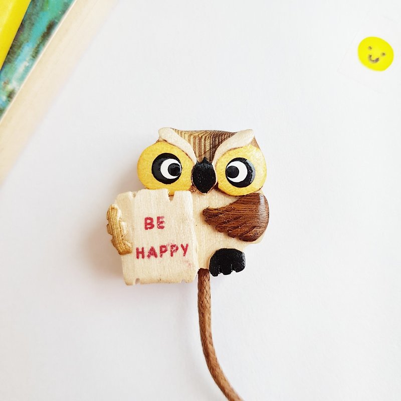 [Owl Series-Leather Strap Bookmark] Intimate Cat Friends