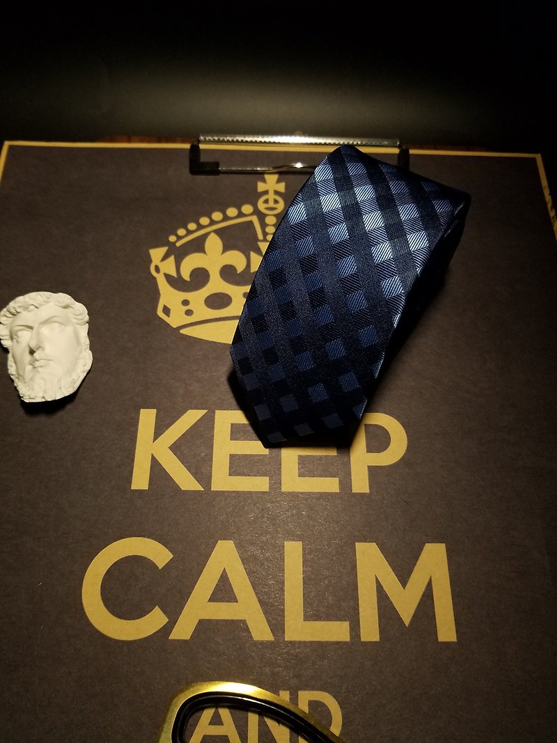 ブルーチェックのネクタイファッション - ネクタイ・タイピン - シルク・絹 ブルー