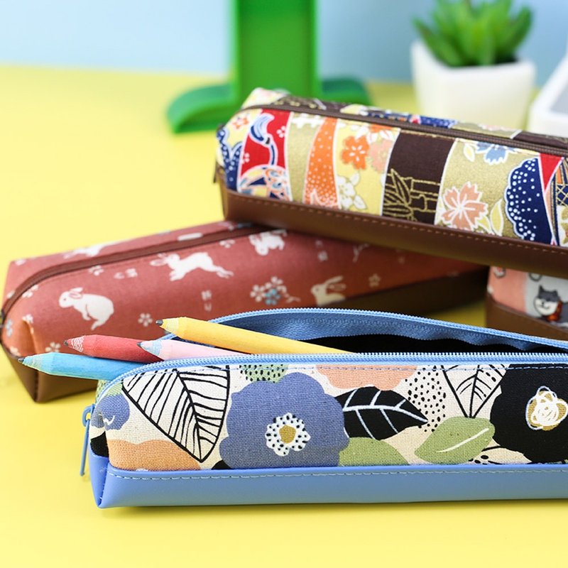 Chuyu Square Leather Patchwork Pen Case (Small)/Pencil Case/Pencil Case/Station Box - Pencil Cases - Other Man-Made Fibers 