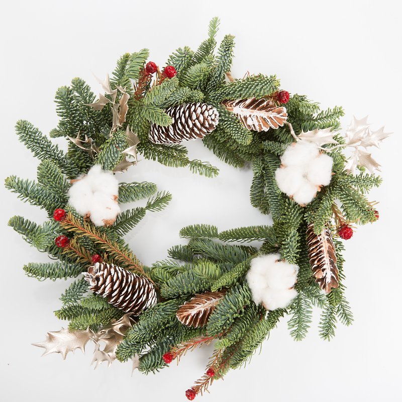 Kinki hand-made Christmas wreaths Christmas white Nature Forests wind dried flowers hanging Thanksgiving back price may be limited - Plants - Plants & Flowers Silver