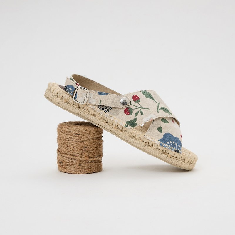 One Shoe  Handmade in Taiwan Leather Espadrilles - Sandals - Cotton & Hemp Multicolor