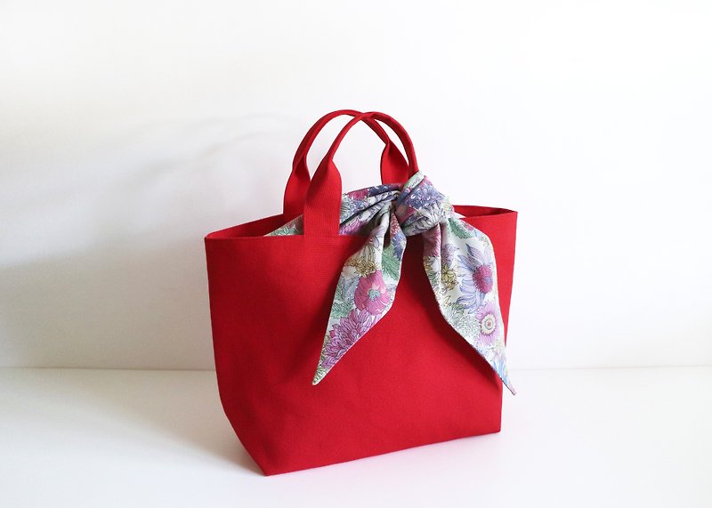 Scarf Tote Bag-Japan canvas/waterproof/handbag - กระเป๋าถือ - ผ้าฝ้าย/ผ้าลินิน สีดำ