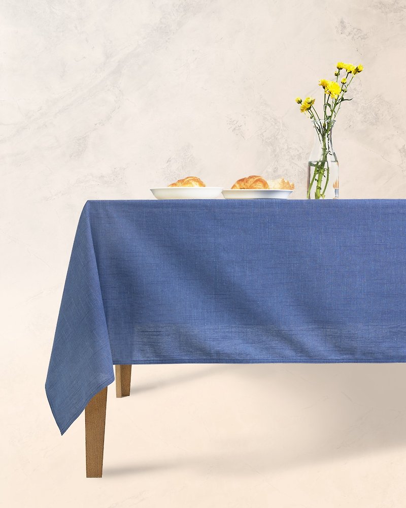 Han&Co. Table Cloth – Blue Slub ผ้าปูโต๊ะ Blue Slub HCTBC05 桌布 - โต๊ะอาหาร - ผ้าฝ้าย/ผ้าลินิน สีน้ำเงิน