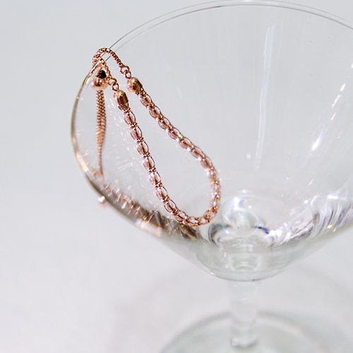 meraki design Luci Bracelet | 義大利925玫瑰金鋯石滑珠可調節手鍊 |浪漫優雅