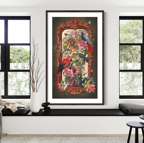 MAISON de MEY 法國VOGLIO BENE 鸚鵡 超大型掛畫/掛布/壁掛/裝飾畫 文藝復興